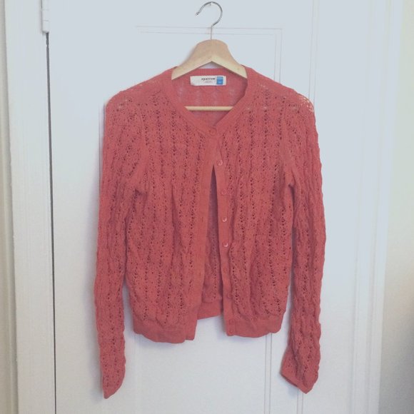 sparrow Sweaters - Anthropologie / Sparrow crochet cardigan (coral, size XS)